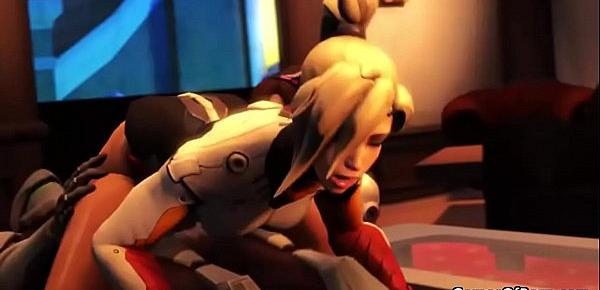  Overwatch Mercy D.Va Genji Threesome